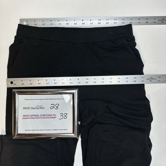 Monrow Pants Womens Small SuperSoft Straight Black Knit Pull On Split Hems Cozy - Picture 7 of 12
